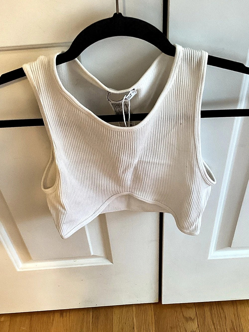 Zara Ribbed Crop Tank Top in White